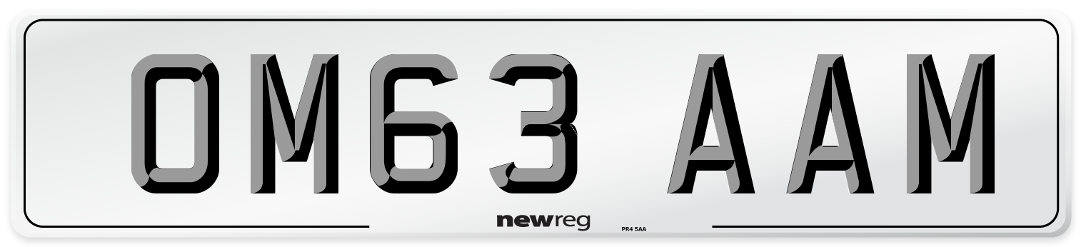 OM63 AAM Number Plate from New Reg